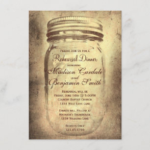 Convite Convocações para Janto de Ensaios Rustic Mason J