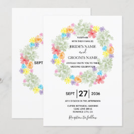Convite Convocações Rustic Floral Wreath Casamento