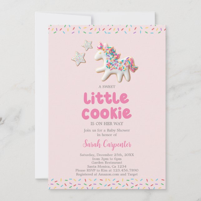 Convite Cookie Baby Shower Girl (Frente)
