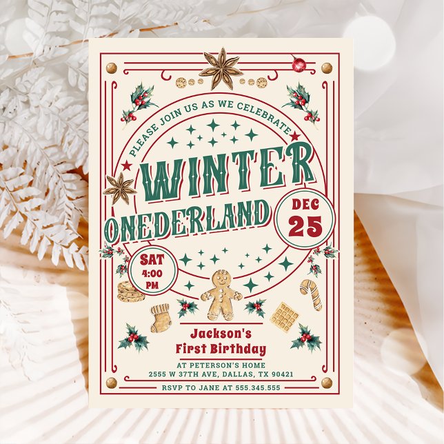 Convite Cookie Christmas Winter ONE Derland Birthday (Criador carregado)