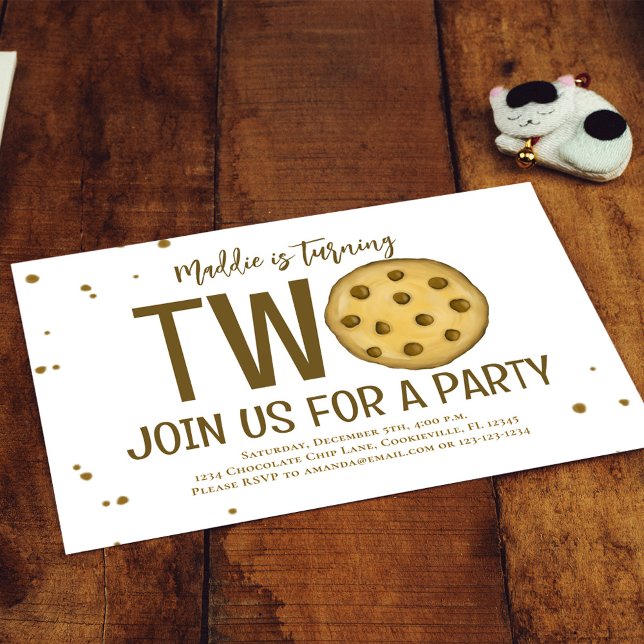 Convite Cookie de Festa de segundo aniversário (Chocolate chip cookies second birthday invitations)