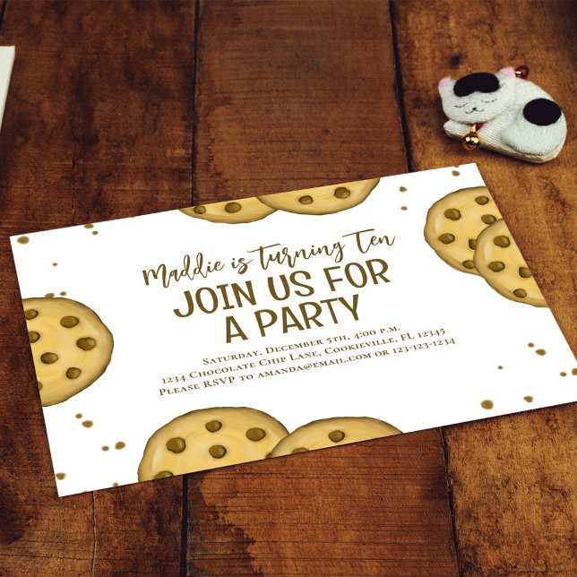 Convite Cookie festa de aniversário (Chocolate chip cookies birthday invitations)