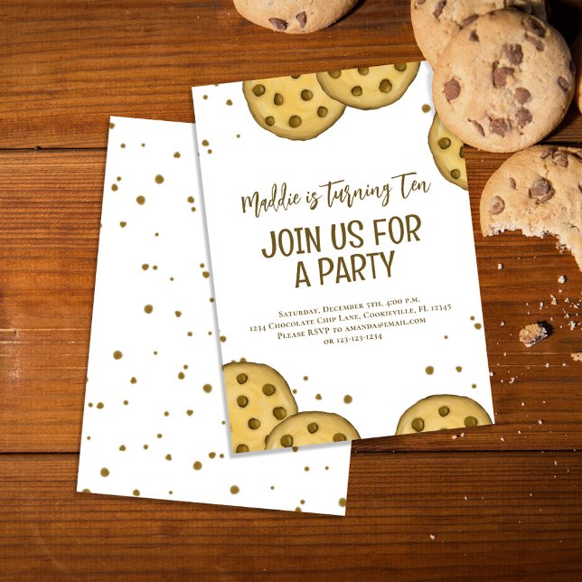 Convite Cookie festa de aniversário (Chocolate chip cookies birthday invitations)