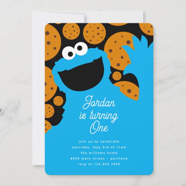 Convite Cookie Monster's Birthday Cookie Bash (Frente)