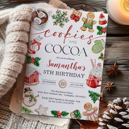 Convite Cookies and Cocoa Winter Birthday Invitation
