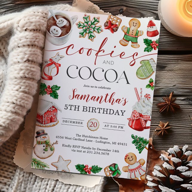 Convite Cookies and Cocoa Winter Birthday Invitation (Cookies and Cocoa Winter Birthday Invitation
)