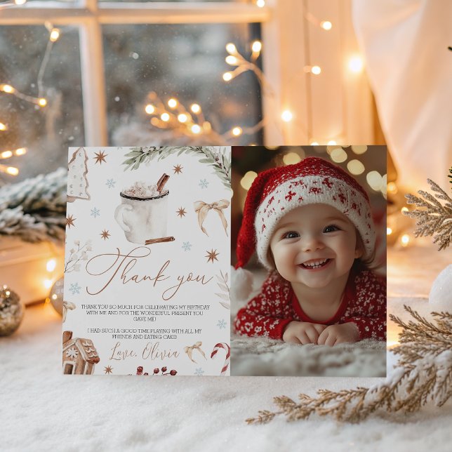 Convite Cookies & Cocoa Photo Thank You Card (Criador carregado)