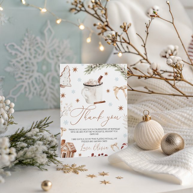Convite Cookies & Cocoa Thank You Card (Criador carregado)