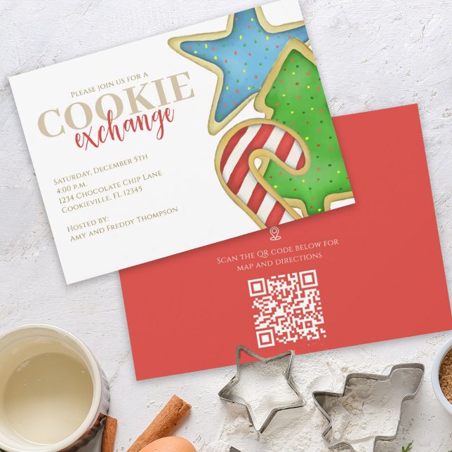 Convite Cookies de Natal Direções de Mapa de Código QR Whi (Criador carregado)