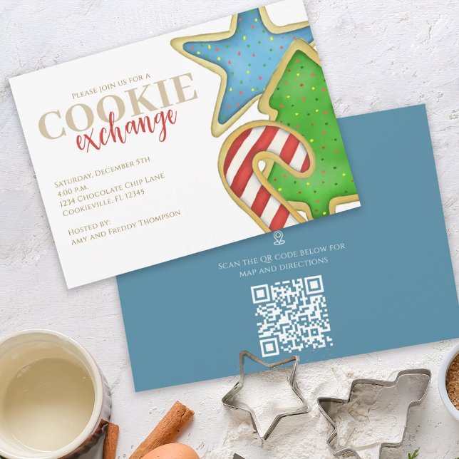 Convite Cookies de Natal Direções de Mapa de Código QR Whi (Criador carregado)