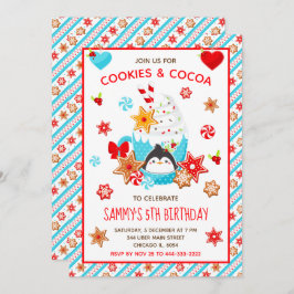 Convite Cookies de Natal e Cacau Azul de Aniversário