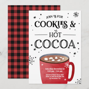 Convite Cookies e chocolate quente Natal Feriado