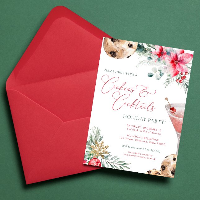 Convite Cookies e Cocktails Festa de Natal Férias de Natal (Criador carregado)