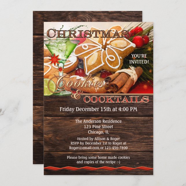 Convite Cookies e Cocktails Trocam Natal (Frente/Verso)