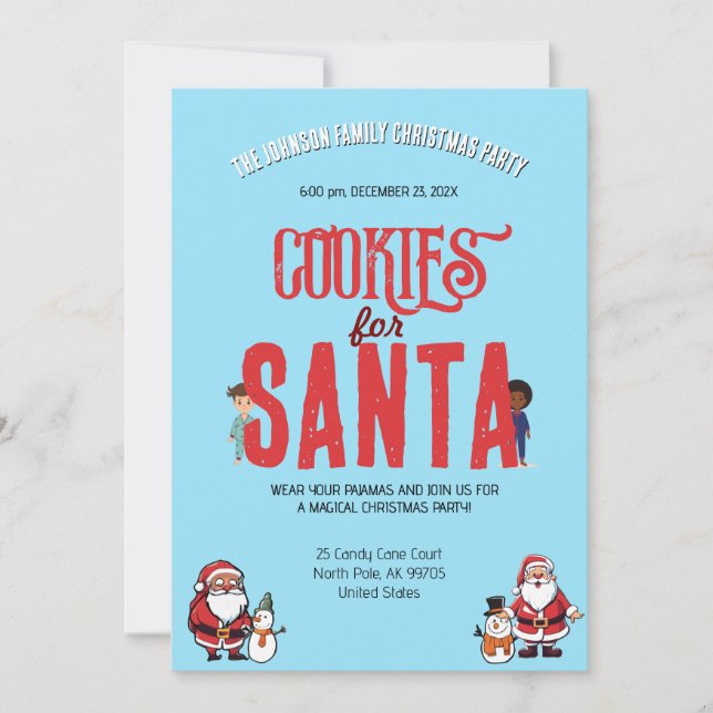 Convite Cookies for Santa Christmas Pajama Baking Party  (Frente)