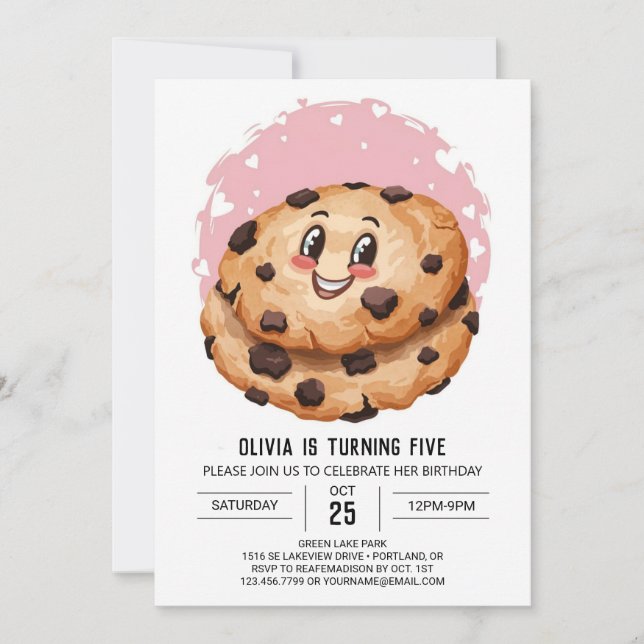 Convite Cookies Personalizados com Cód. Aquarela Aniversár (Frente)