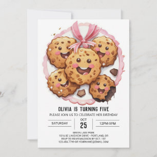 Convite Cookies Personalizados Online Rosa - Aniversário