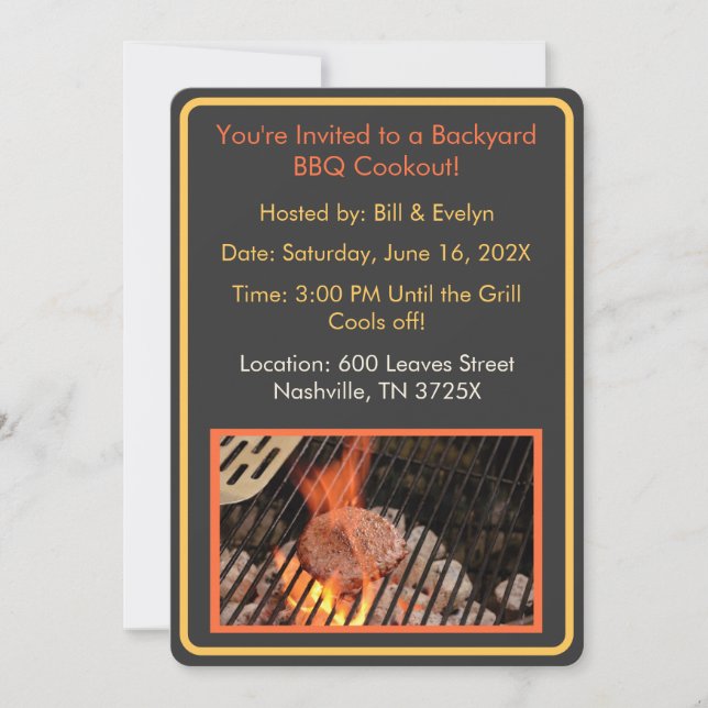 Convite Cookout Barbeque do Estaleiro de Hamburger (Frente)