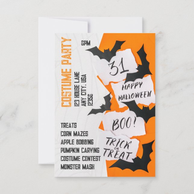 Convite Cool and Fun, Front to Back Halloween (Verso)