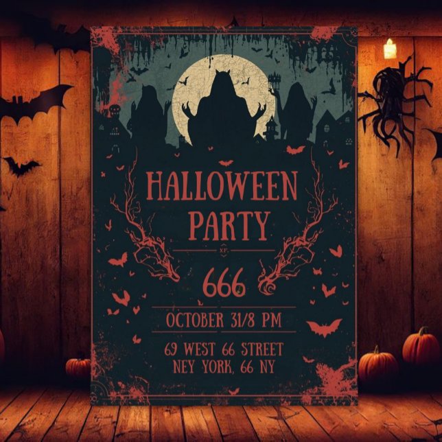 Convite Cool Halloween Night Party  (Criador carregado)