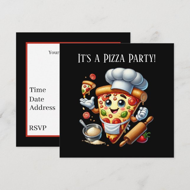 Convite Cool Pizza lovers party  (Frente/Verso)