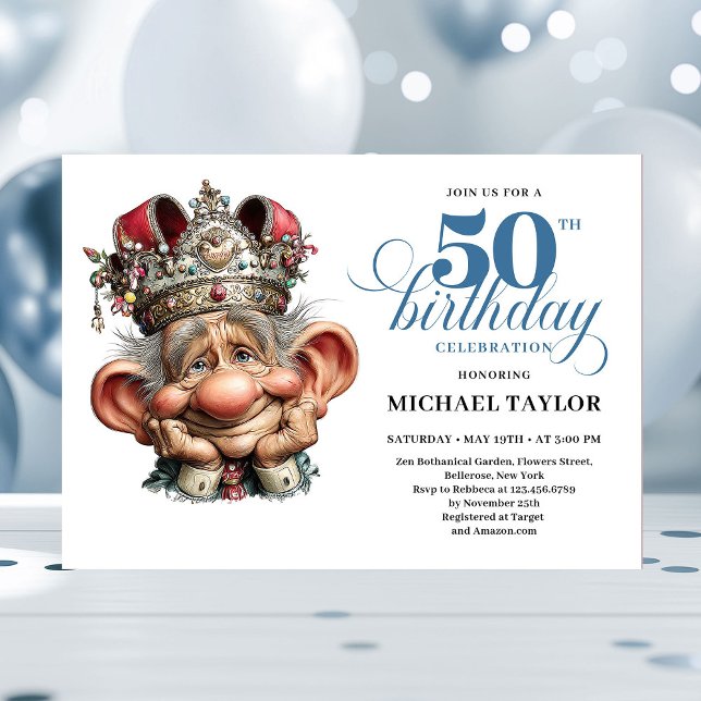 Convite Cool Quirky Man 50 Birthday Editable Invitation (Cool Quirky Man 50 Birthday Editable Invite)