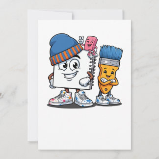 Convite Cool School Art Crew – Caderno de Desenho Animado