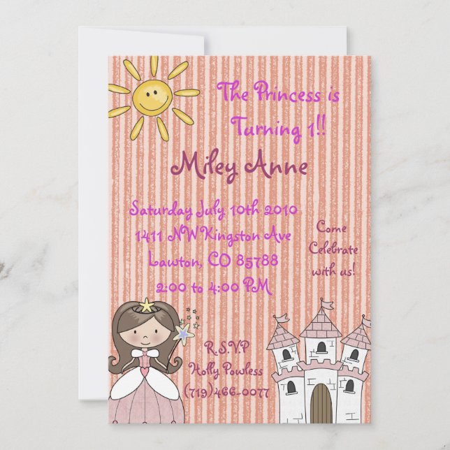 Convite cópia de princesa, a princesa está girando 1!!... (Frente)