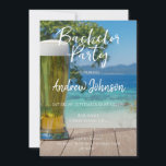 Convite Copo de cerveja leve na praia<br><div class="desc">Convite para despedida de solteiro. Copo de cerveja leve na praia</div>