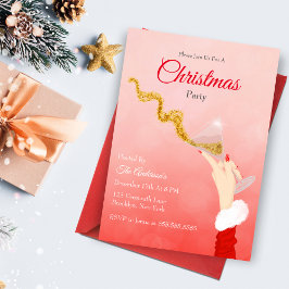 Convite Copo de Martini Derramando Brilho de Natal Festa