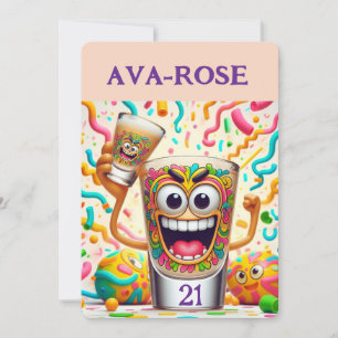 Convite Copo de Shot de Festa de Rave – Diversão Vibrante