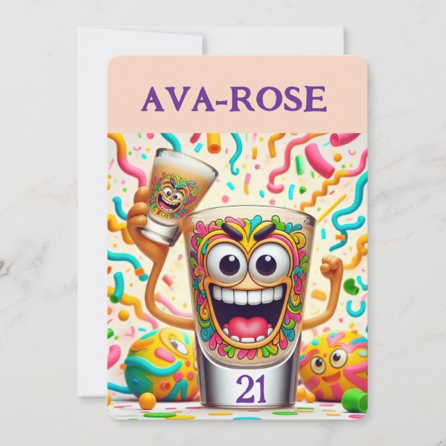Convite Copo de Shot de Festa de Rave – Diversão Vibrante (Frente)