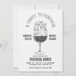 Convite Copo de Vinho Engraçado Jantar de Ensaio da Festa