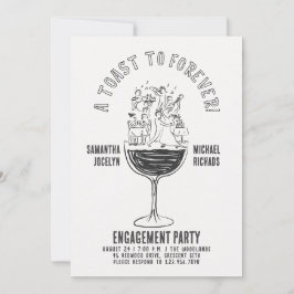 Convite Copo de Vinho Preto e Branco Divertido Festa de No