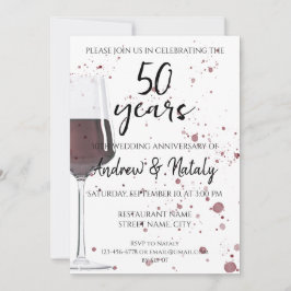Convite Copo de vinho tinto aquarela sobre branco