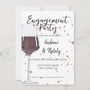 Convite Copo de vinho tinto aquarela sobre branco
