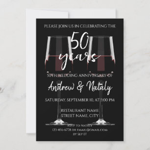 Convite Copo de vinho tinto sobre preto