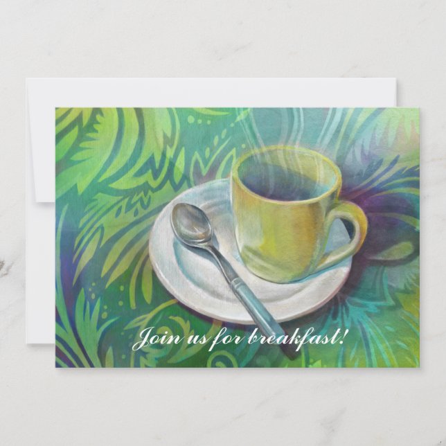 Convite Copo e colher contra um fundo análogo legal (Frente)