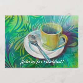 Convite Copo e colher contra um fundo análogo legal