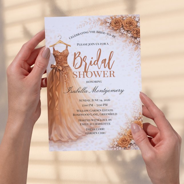 Convite Copper Bridesmaid Dress Bridal Shower (Copper Bridesmaid Dress Bridal Shower Invitations
)