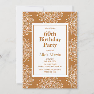 Convite Copper e White Mandala Flor 60º Aniversário