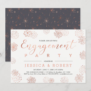 Convite Copper & Gray Festa de Noivado Simple Modern