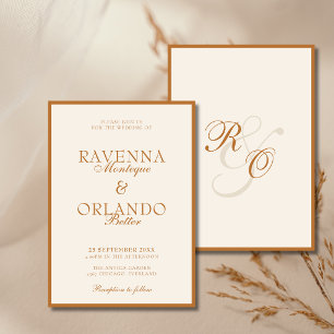 Convite Copper Ivory Monograma Glam Casamento Old Money