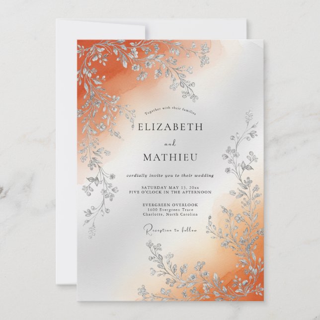 Convite Copper Lustrous Autumnal Wedding (Frente)