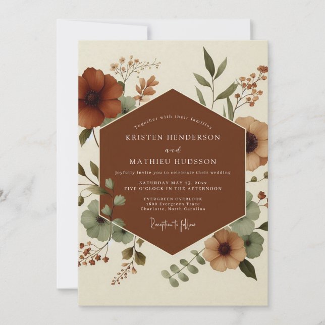 Convite Copper Sage Autumn Wedding (Frente)