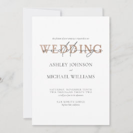 Convite COPPER TYPOGRAPHY Casamento com Letra Script