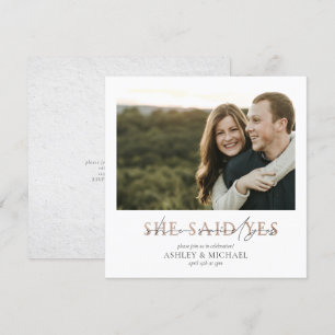 Convite COPPER TYPOGRAPHY Disse Sim Noivado Quadrado