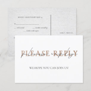 Convite COPPER TYPOGRAPHY Mão - Letra RSVP de Casamento