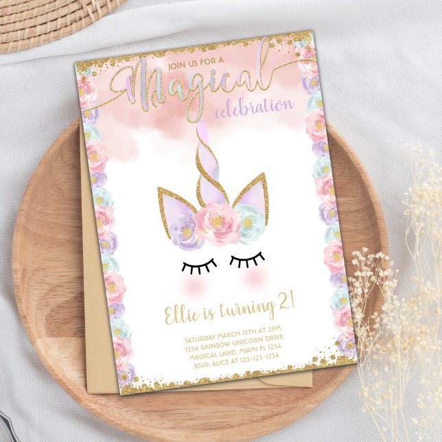Convite Copper Unicorn Birthday Invitations (Copper Unicorn Birthday Invitations)