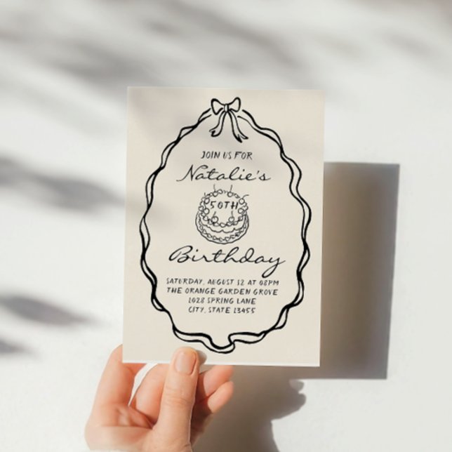 Convite Coquete 50º Aniversário Desenhado à Mão do Arco (Criador carregado)